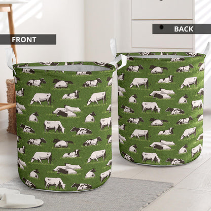 Cow on Grass Print Pattern Laundry Basket
