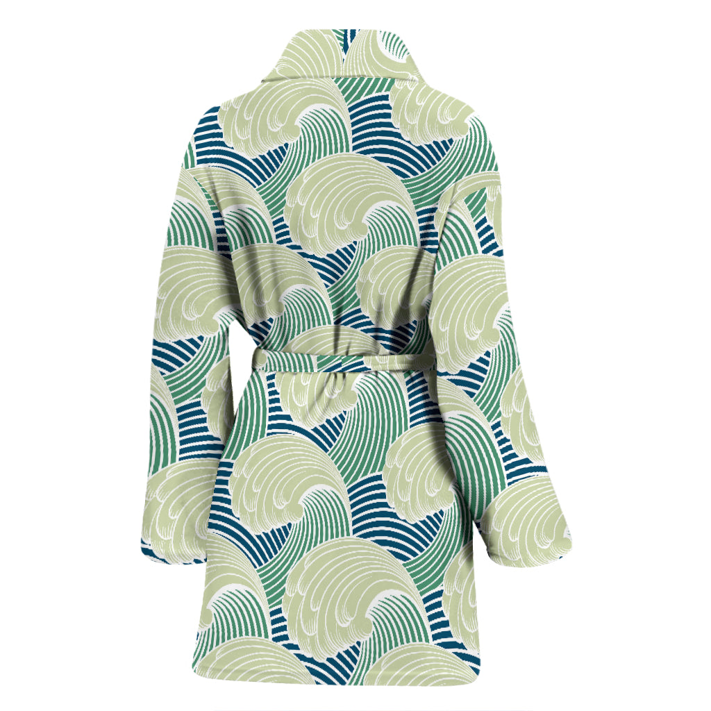 Wave Japan Style Print Design LKS302 Women Bathrobe