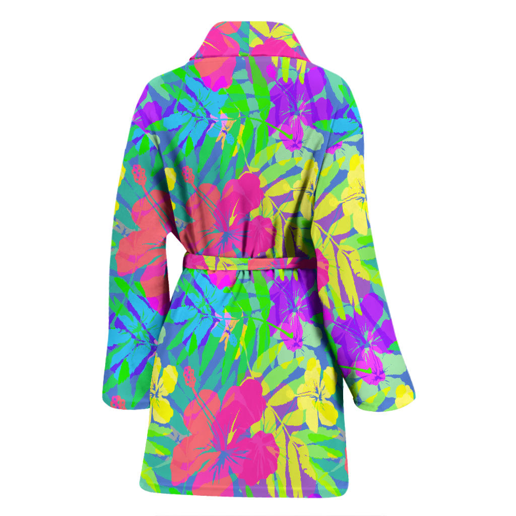 Neon Tropical Pattern Print Design A03 Women Bathrobe
