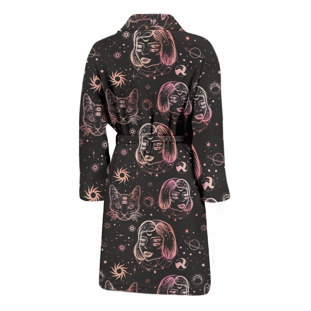 Third Eye Girl Cat Print Design LKS305 Men Bathrobe
