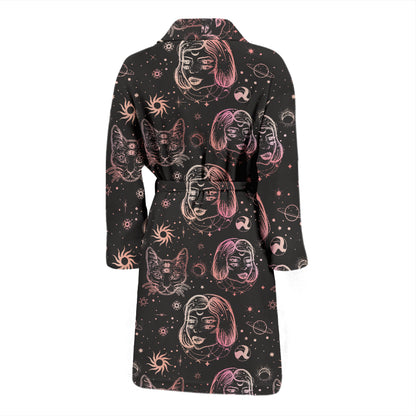Third Eye Girl Cat Print Design LKS305 Men Bathrobe