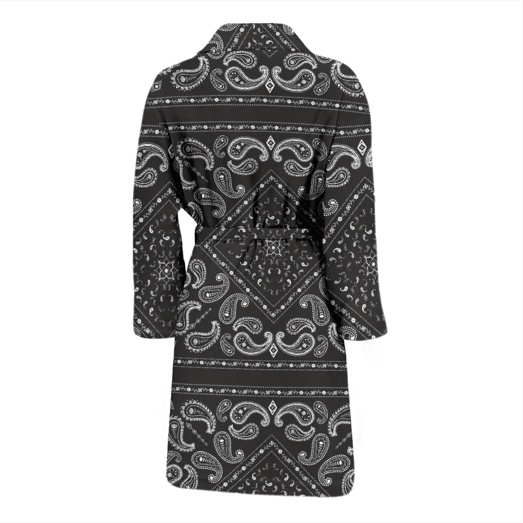 Bandana Black White Print Design LKS302 Men Bathrobe