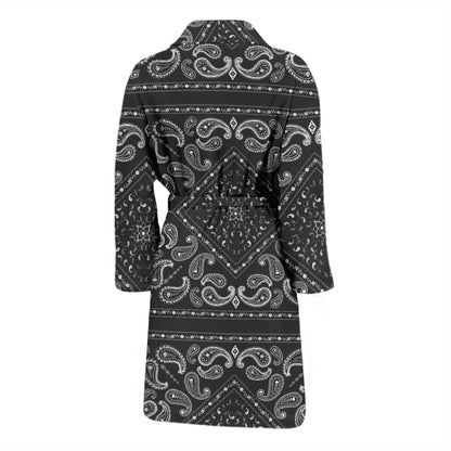 Bandana Black White Print Design LKS302 Men Bathrobe
