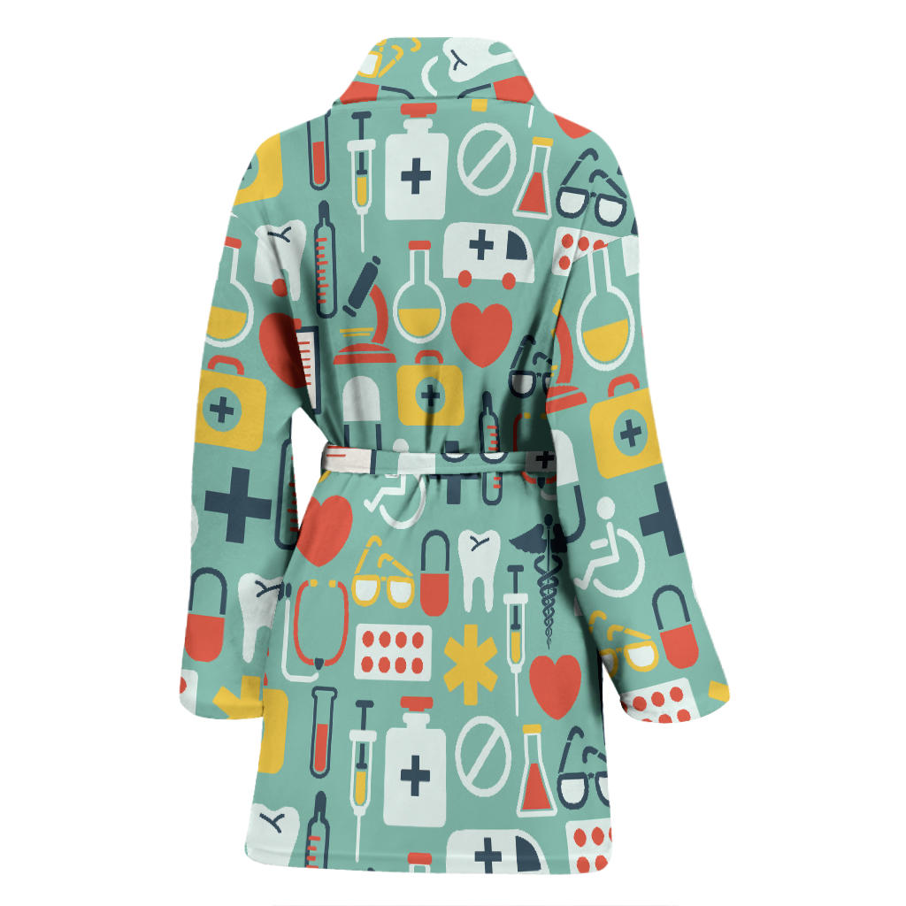Medical Pattern Print Design 02 Women Bathrobe