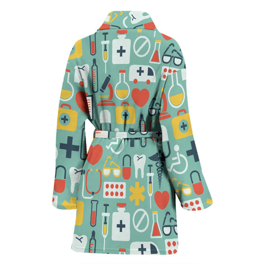 Medical Pattern Print Design 02 Women Bathrobe