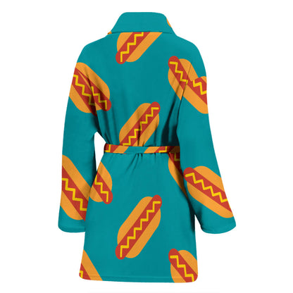 Hot Dog Pattern Print Design 03 Women Bathrobe