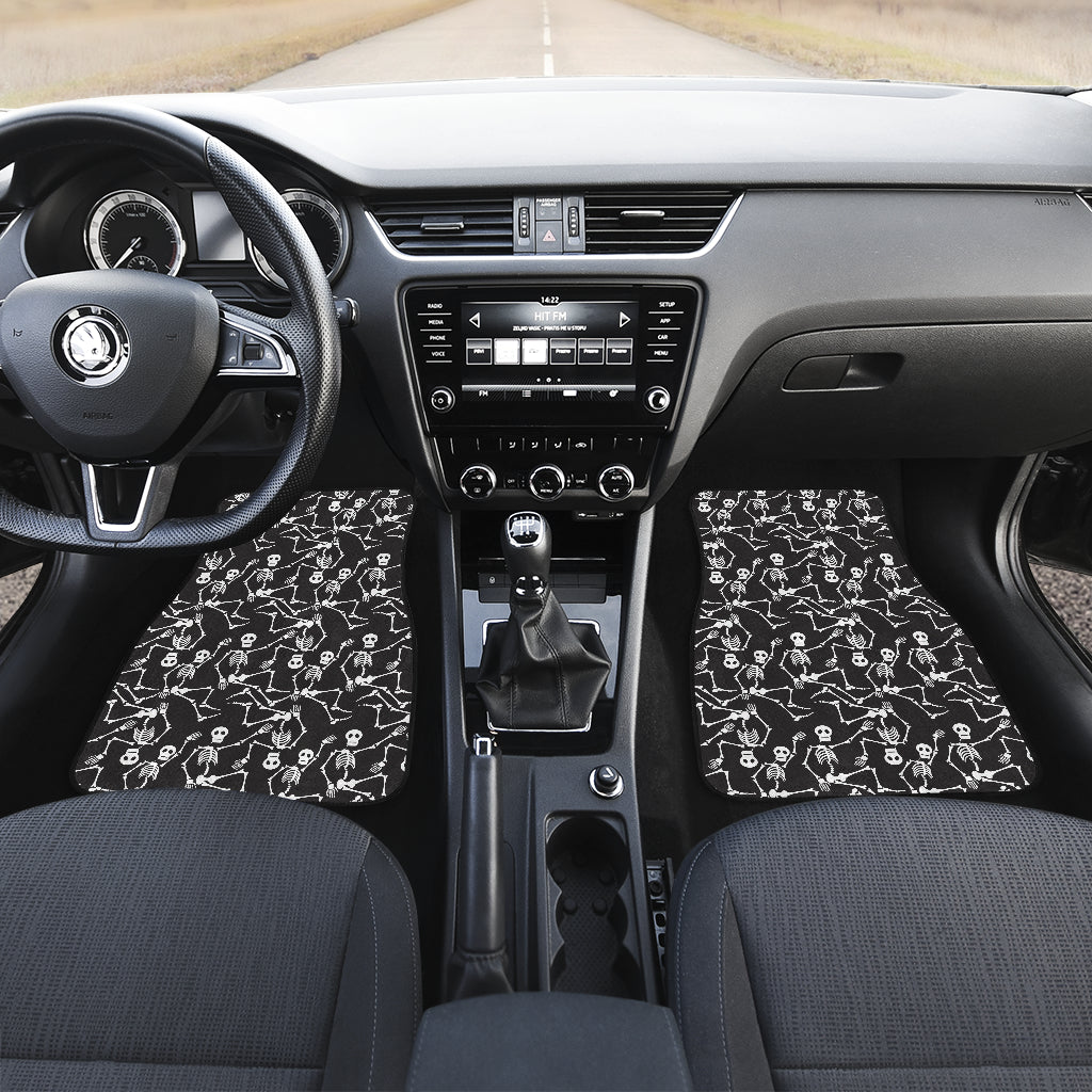 Skeleton Themed Print Car Floor Mats Front Back