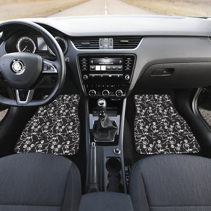 Skeleton Themed Print Car Floor Mats Front Back