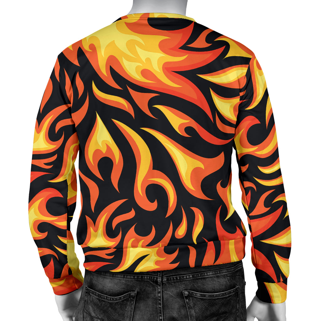Flame Fire Design Pattern Men Long Sleeve Sweatshirt
