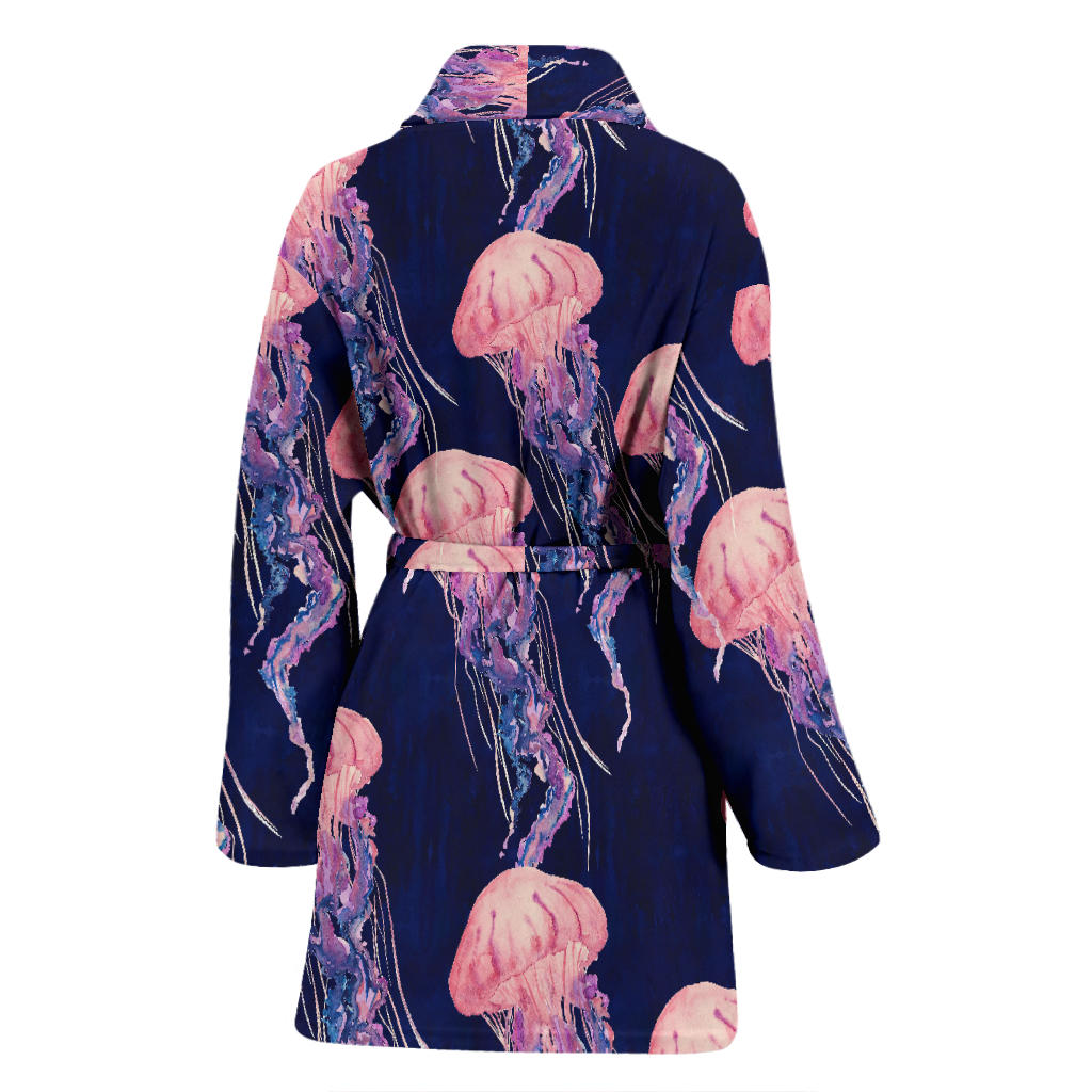 Jellyfish Pattern Print Design 03 Women Bathrobe