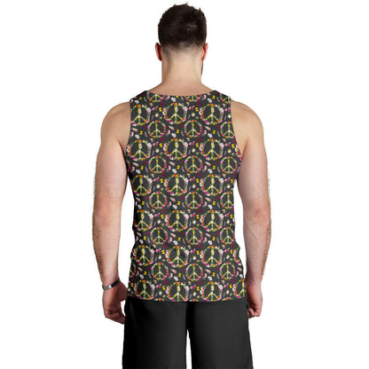 Peace Sign flowers Design Print Men Tank Top