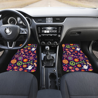 Flower Power Peace Design Print Car Floor Mats Front Back