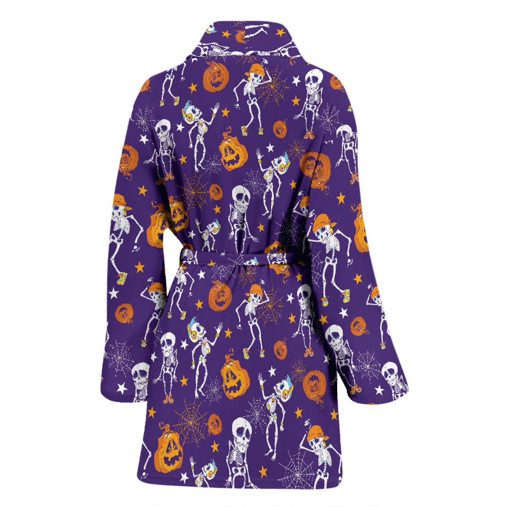 Skeleton Halloween Dance Print Design LKS304 Women Bathrobe