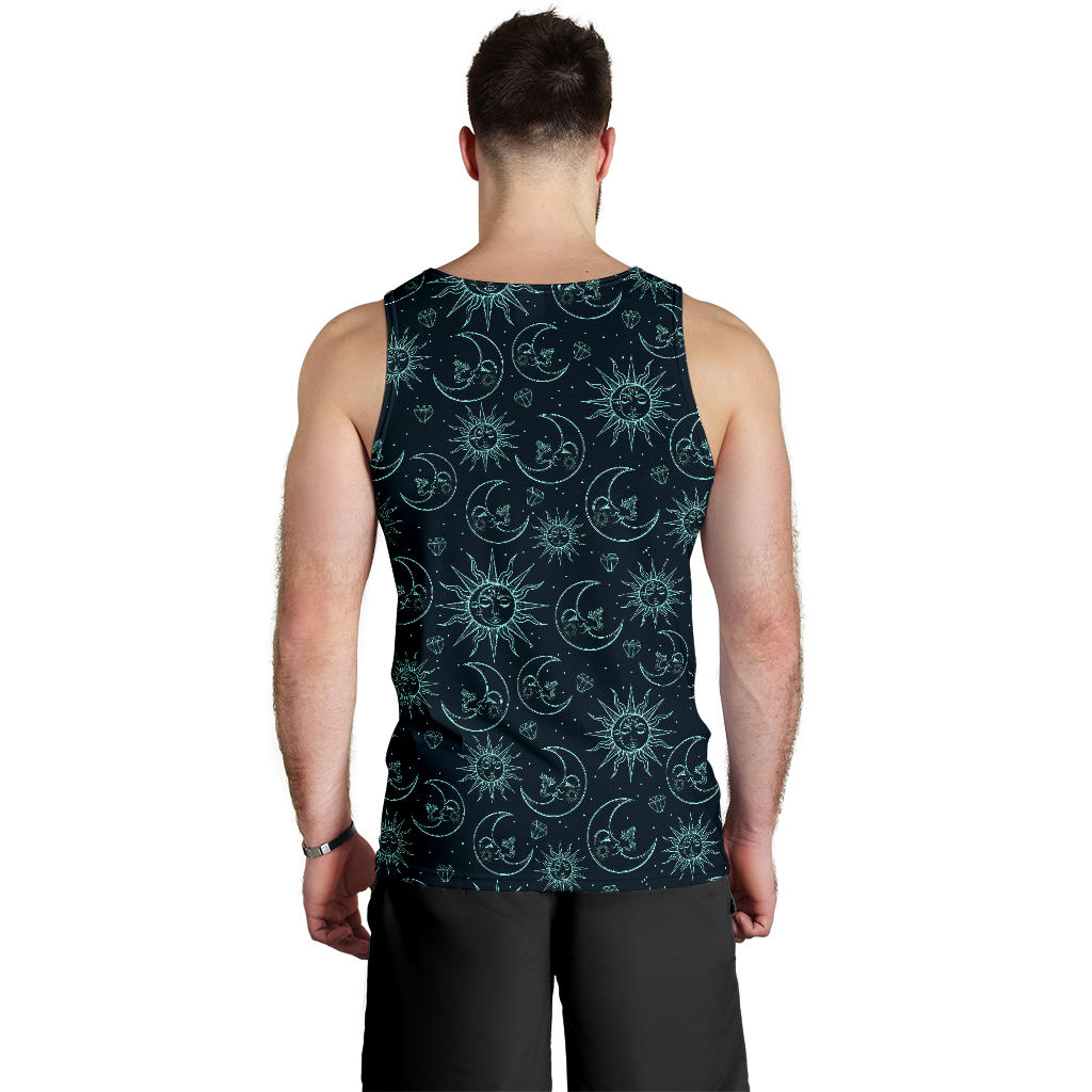 Sun Moon Magic Design Themed Print Men Tank Top