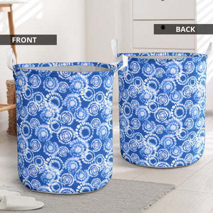 Tie Dye Blue Design Print Laundry Basket
