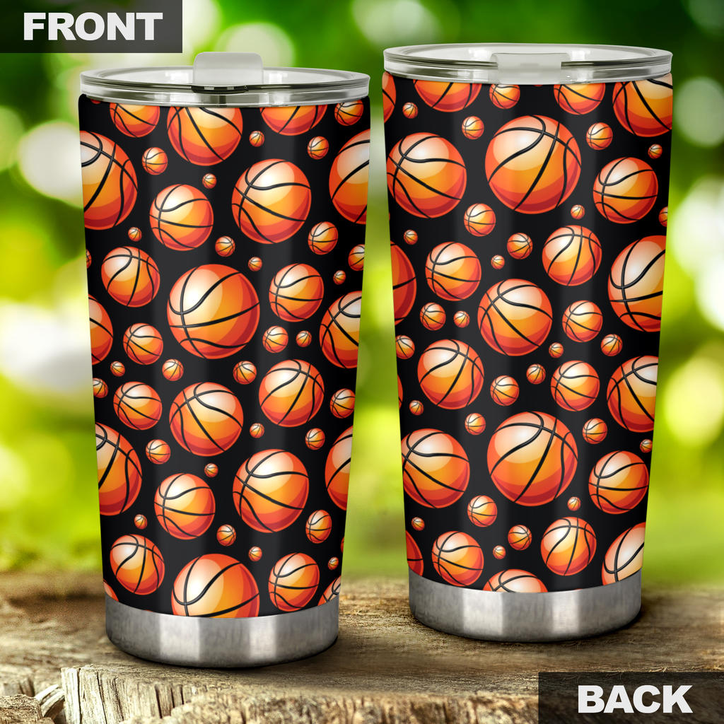 Basketball Black Background Pattern Tumbler