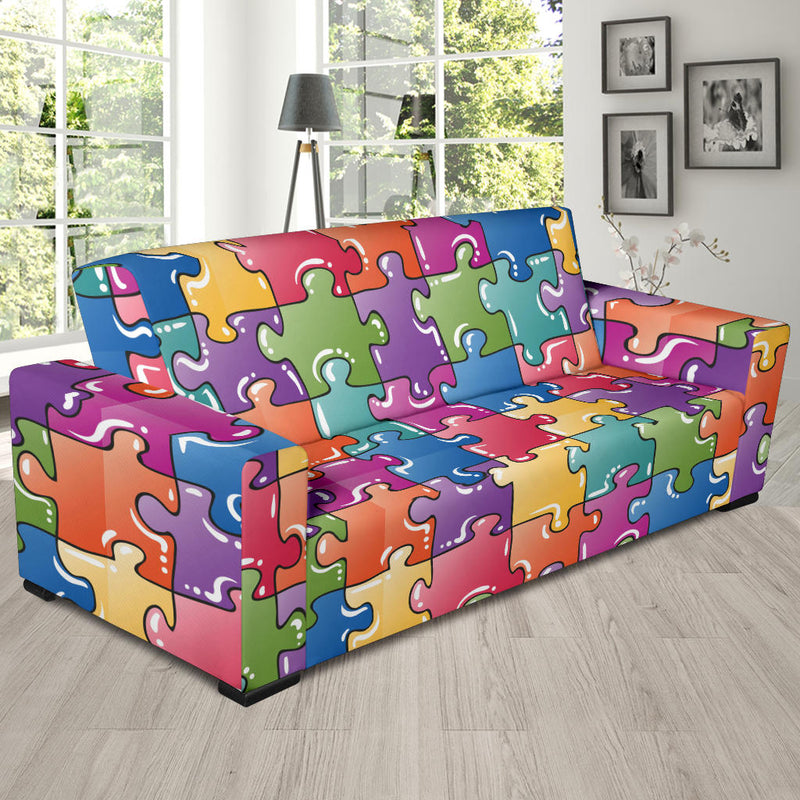 Puzzle Pattern Print Design A05 Sofa Slipcover