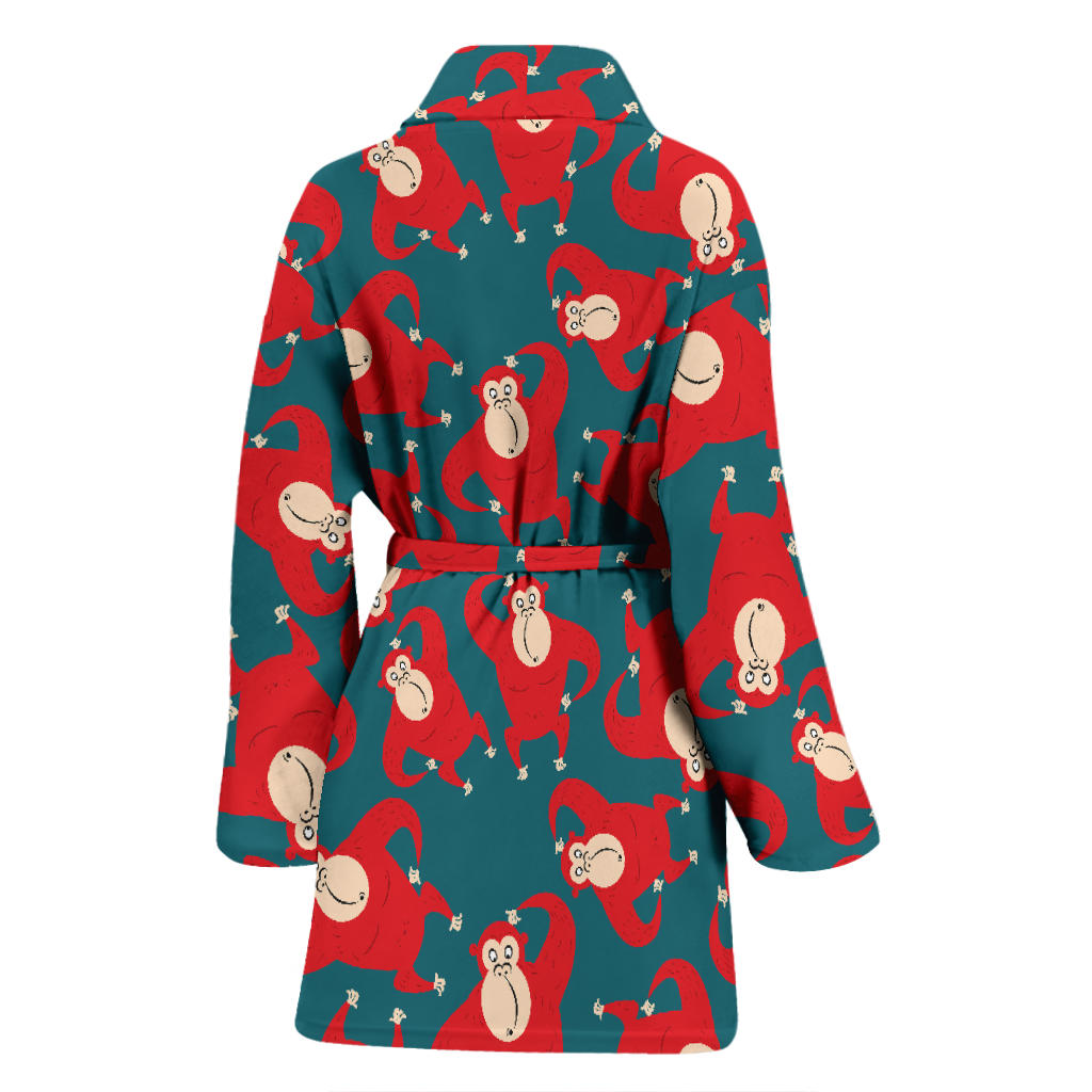 Chimpanzee Pattern Print Design 04 Women Bathrobe