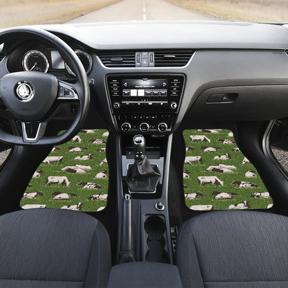Cow on Grass Print Pattern Car Floor Mats Front Back