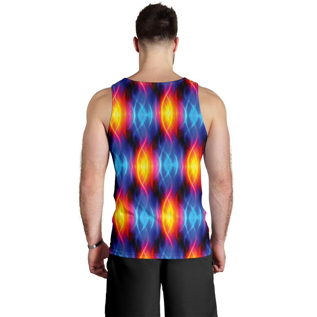Flame Fire Blue Design Print Men Tank Top