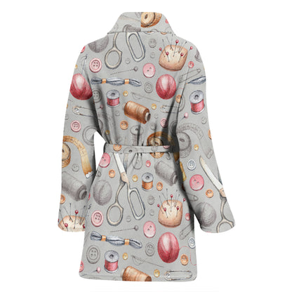 Sewing Equipment Print Design LKS302 Women Bathrobe