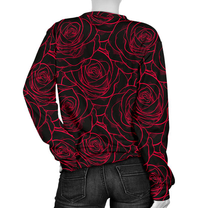 Red Rose Design Print Women Long Sleeve Sweatshirt