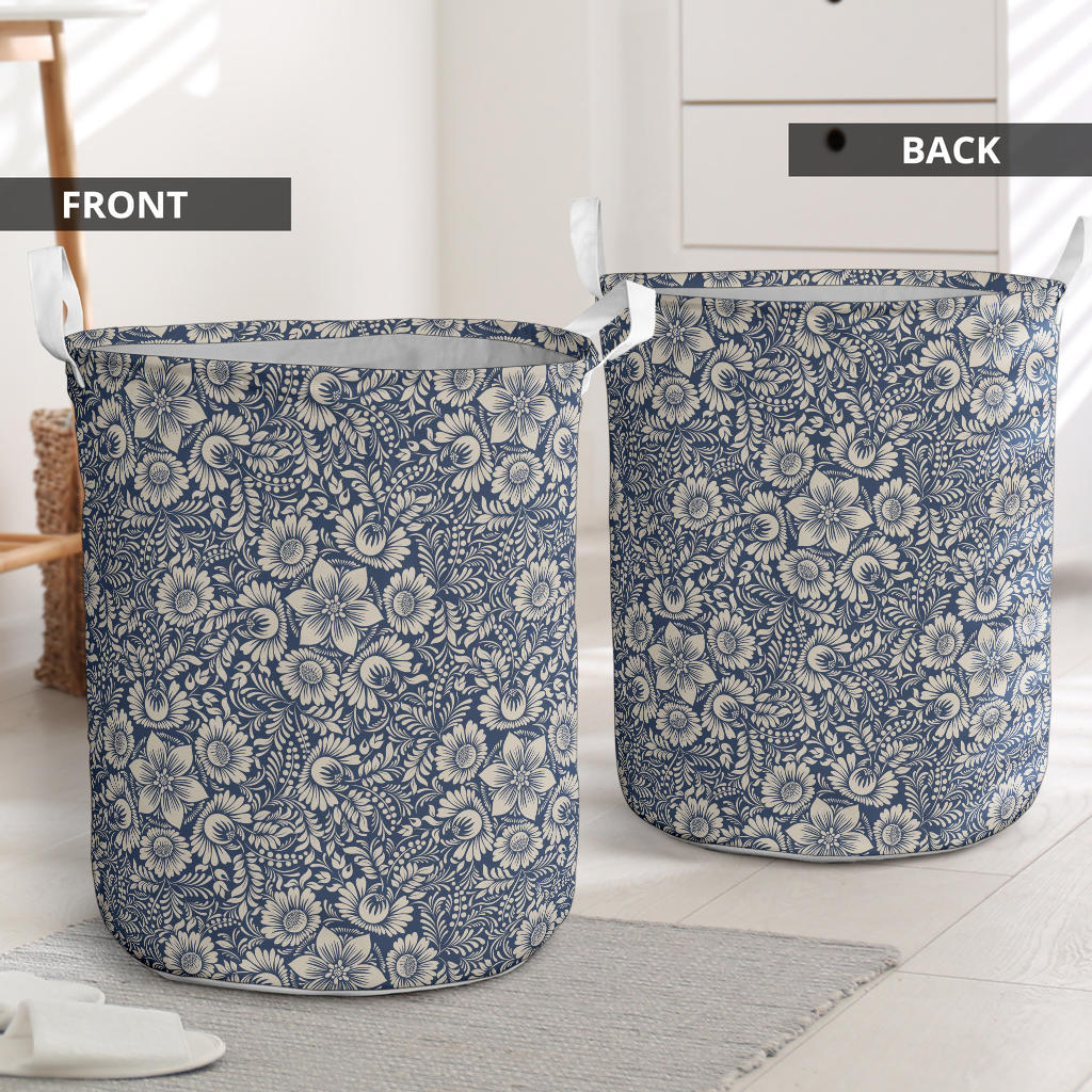 Elegant Floral Print Pattern Laundry Basket