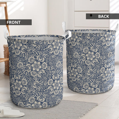 Elegant Floral Print Pattern Laundry Basket