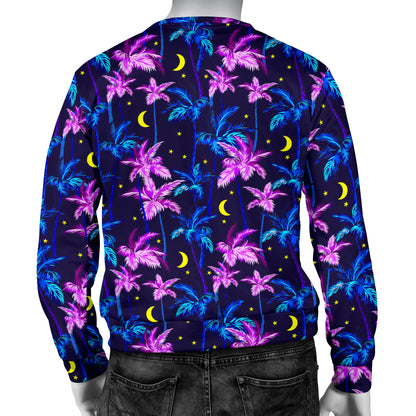 Palm Tree Night Scene Design Print Men Long Sleeve Sweatshirt