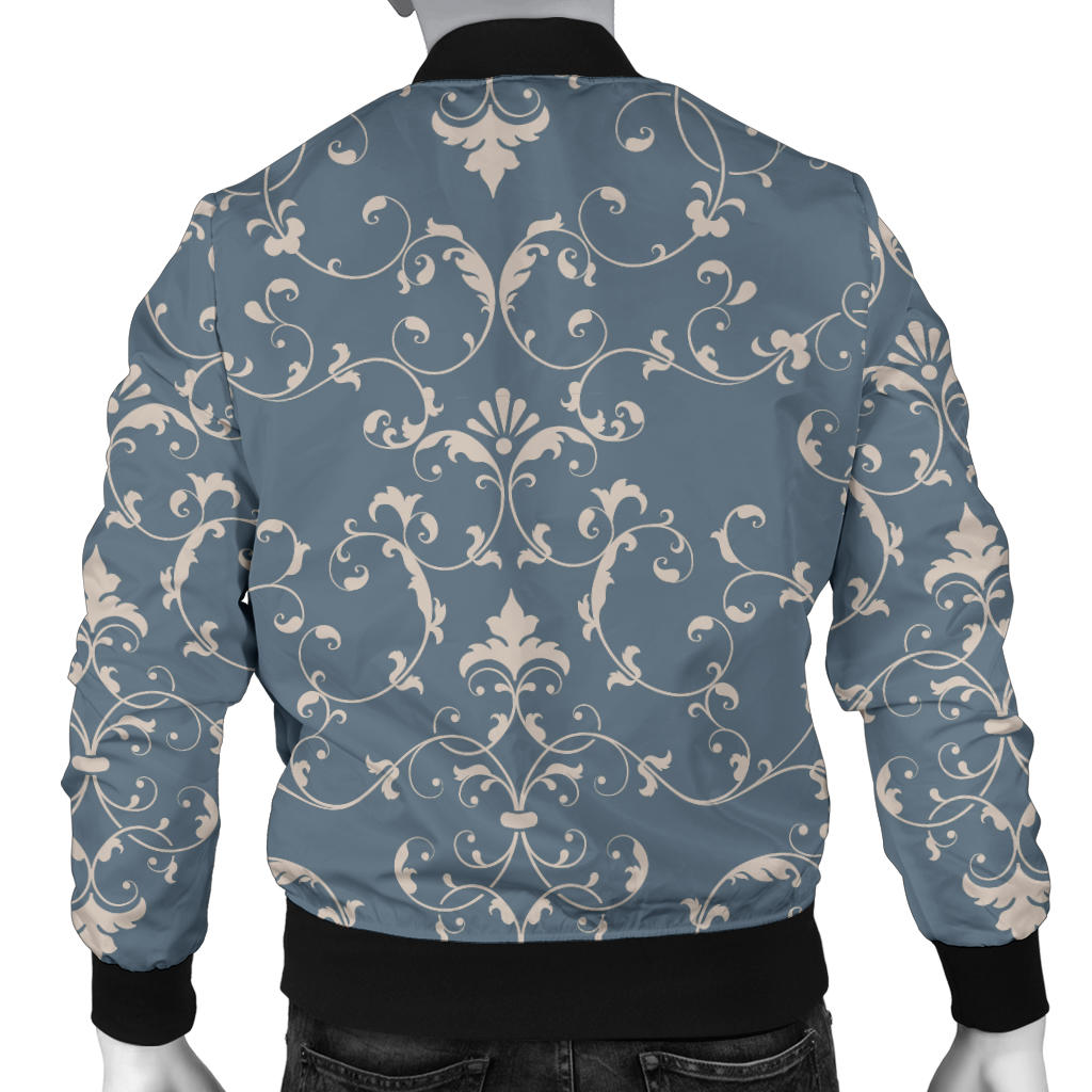 Damask Elegant Teal Print Pattern Men Bomber Jacket