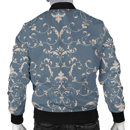 Damask Elegant Teal Print Pattern Men Bomber Jacket