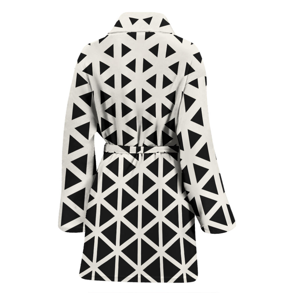 Geometric Black White Pattern Print Design 03 Women Bathrobe