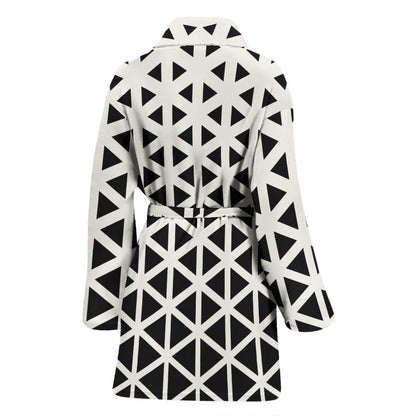 Geometric Black White Pattern Print Design 03 Women Bathrobe