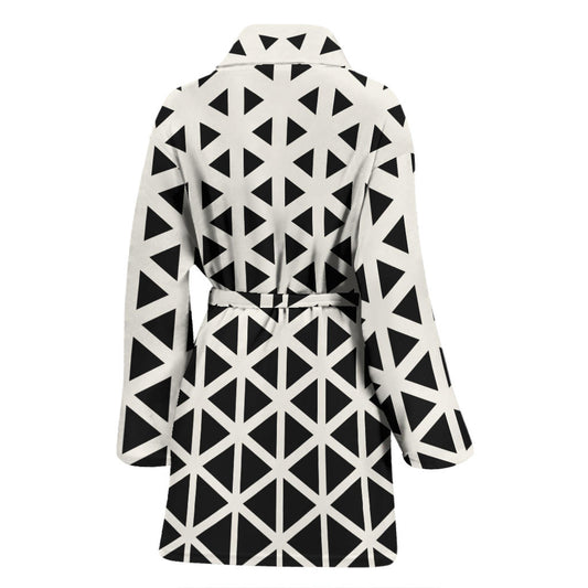 Geometric Black White Pattern Print Design 03 Women Bathrobe