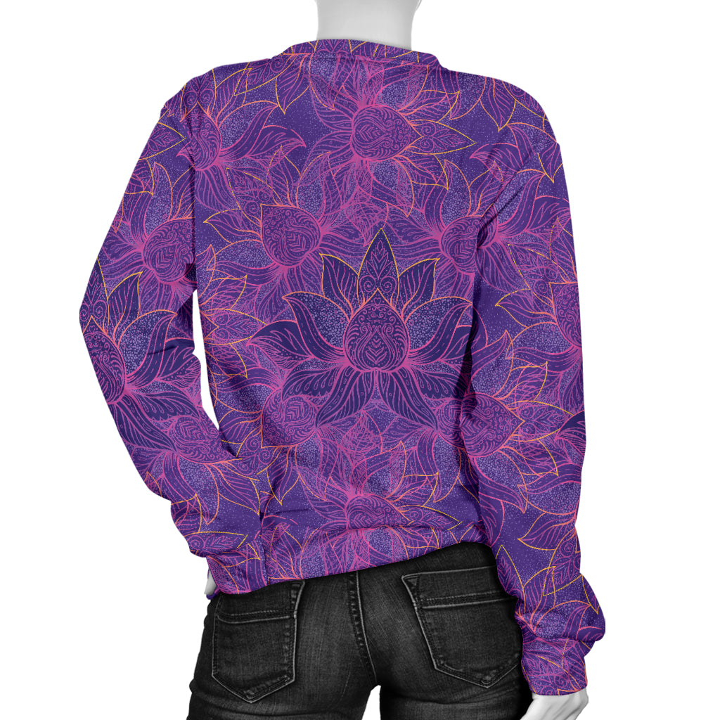 Bohemian Lotus Mandala Style Women Long Sleeve Sweatshirt