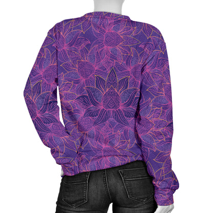 Bohemian Lotus Mandala Style Women Long Sleeve Sweatshirt