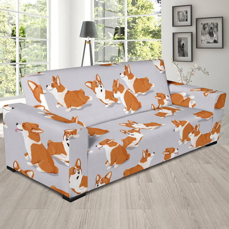 Pembroke Welsh Corgis Pattern Print Design A04 Sofa Slipcover