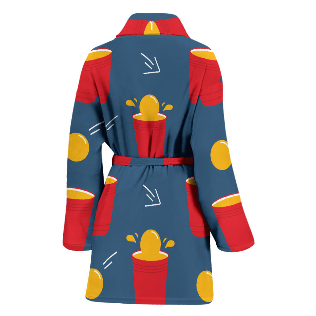 Beer Pong Pattern Print Design 02 Women Bathrobe