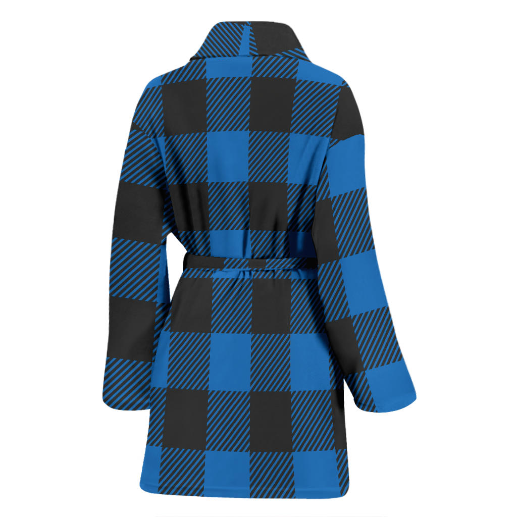 Buffalo check Blue Pattern Print Design 03 Women Bathrobe