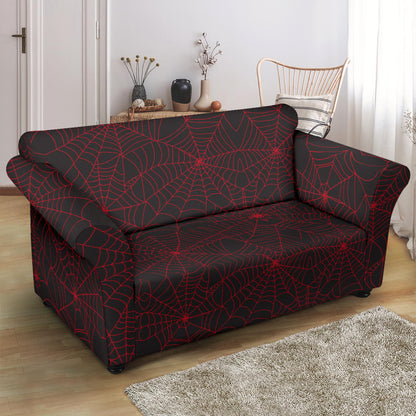 Spider Web Red Print Design LKS302 Loveseat Couch Slipcover