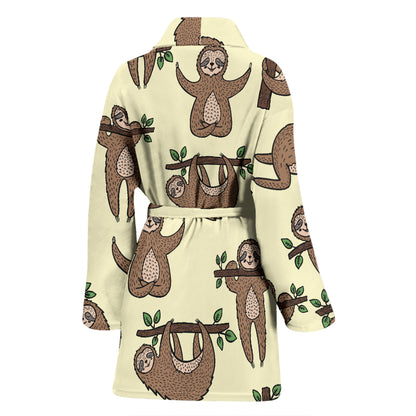 Sloth Print Design LKS3010 Women Bathrobe
