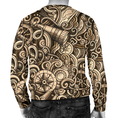 Nautical Tattoo Design Themed Print Men Long Sleeve Sweatshirt