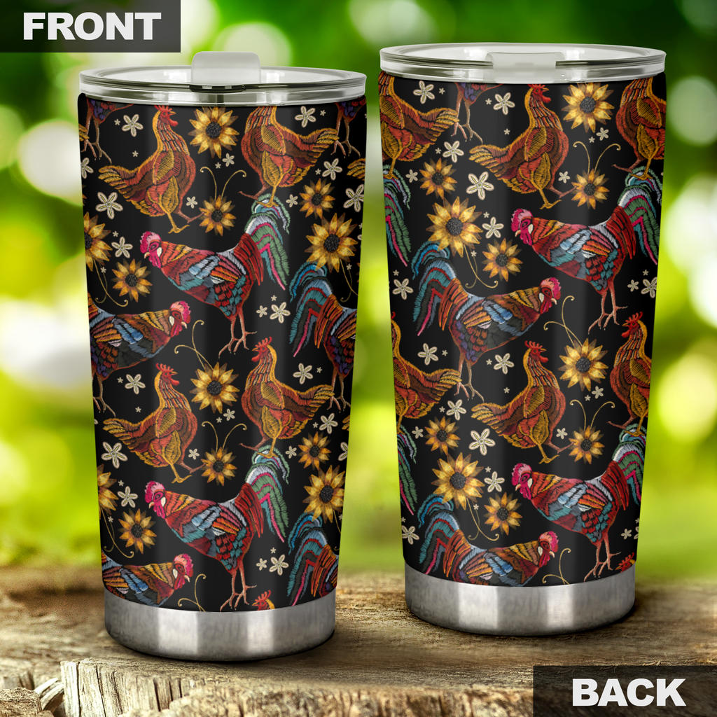 Chicken Embroidery Style Tumbler