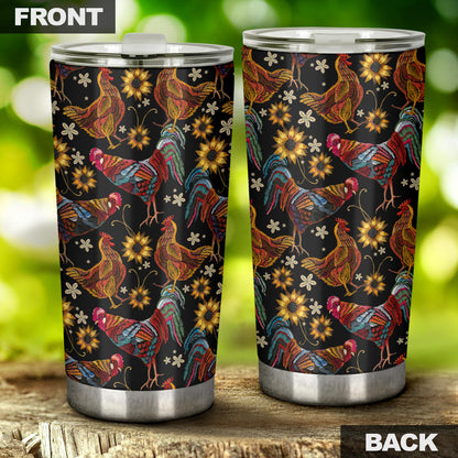 Chicken Embroidery Style Tumbler