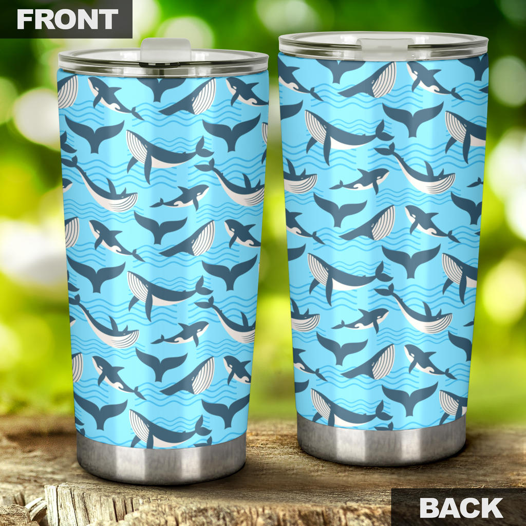 Whale Pattern Design Themed Print Tumbler