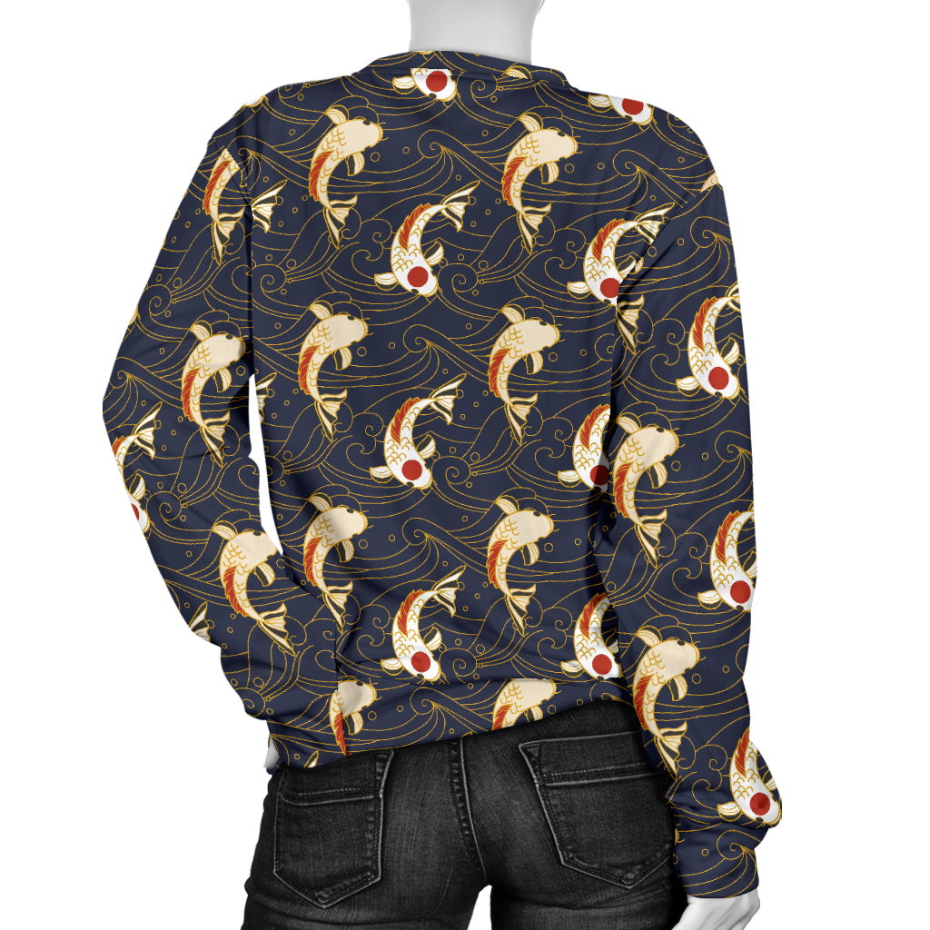 Koi Carp Japanese Design Themed Print Women Long Sleeve Sweatshirt