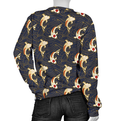 Koi Carp Japanese Design Themed Print Women Long Sleeve Sweatshirt
