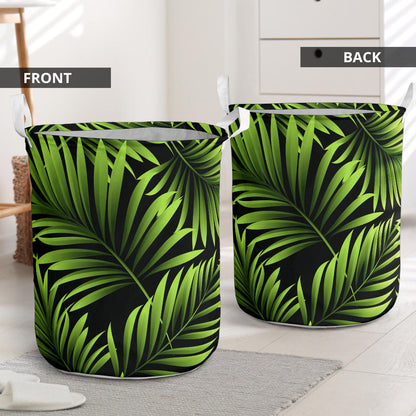 Green Neon Tropical Palm Leaves Laundry Basket