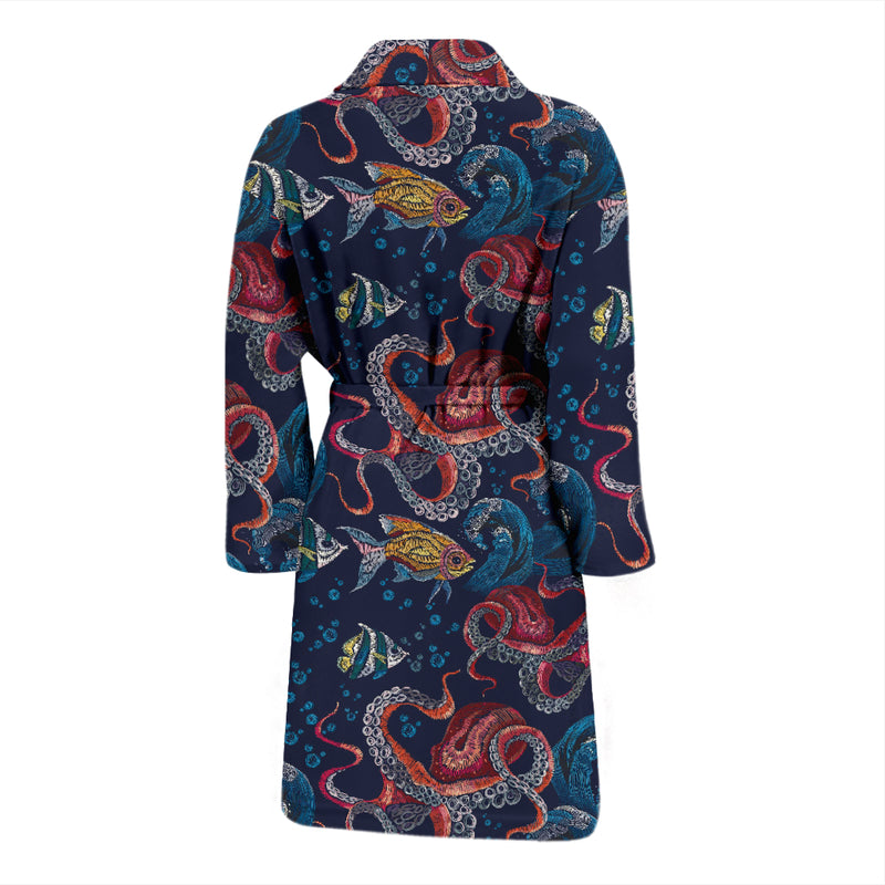 Underwater Giant Squid Print Design LKS302 Men Bathrobe