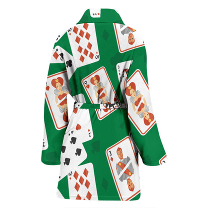 Poker Cards Pattern Print Design A03 Women Bathrobe